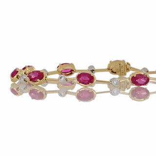 Vintage 1990 Two-Tone 18K Gold Ruby Bracelet with Diamonds