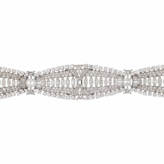 Mid-Century Platinum Wide Fancy-Cut Diamond Link Bracelet