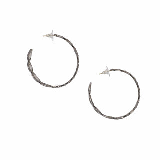 Tenenbaum Sterling Silver Diamond Lasque Diamond Hoop Earrings