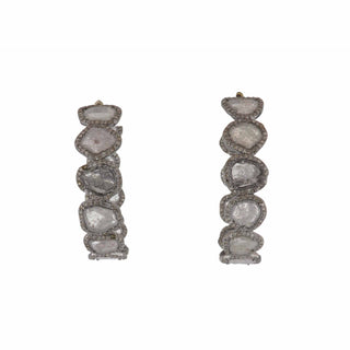 Tenenbaum Sterling Silver Diamond Lasque Diamond Hoop Earrings
