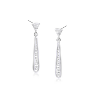 18K White Gold and Enamel Diamond Drop Earrings