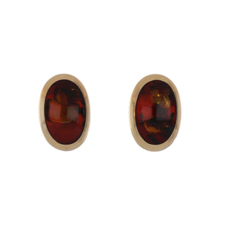 Estate 14K Gold Cabochon Amber Plaque Danish Jewelry Suite