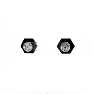 Art Deco Platinum Onyx Stud Earrings with Diamonds