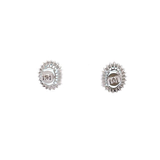 18K White Gold Aquamarine and Diamond Halo Stud Earrings
