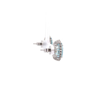 18K White Gold Aquamarine and Diamond Halo Stud Earrings