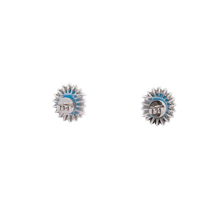 18K White Gold Turquoise and Diamond Cluster Stud Earrings
