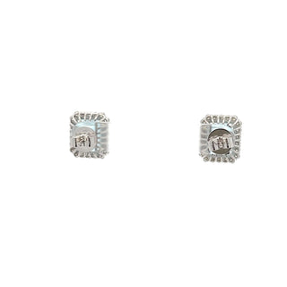 18K White Gold Aquamarine Stud Earrings with Diamonds
