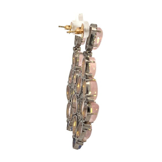 Sterling Silver Morganite Drop Earrings with Tanzanite & Diamond