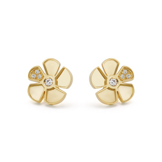 L. Klein 18K Gold Diamond Alessia Flower Stud Earrings