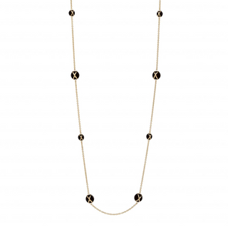 L. Klein 18K Gold Black Agate Prisma Station Necklace