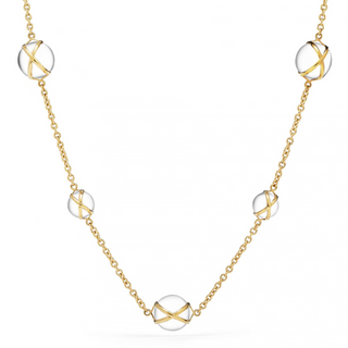 L. Klein 18K Gold Rock Crystal Prisma Station Necklace