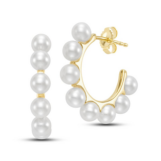Mastoloni 14K Gold Freshwater Pearl Hoop Earrings