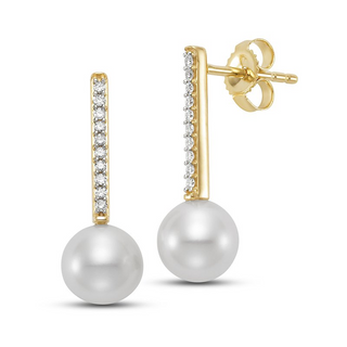 Mastoloni Two-Tone 14K Gold Freshwater Pearl Drop Earrings with Diamonds