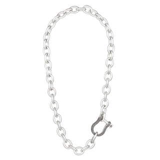 Vincent Peach Sterling Silver Diamond Shackle Necklace