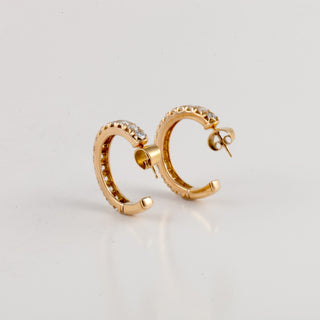 Vintage 18K Gold Diamond Hoop Earrings