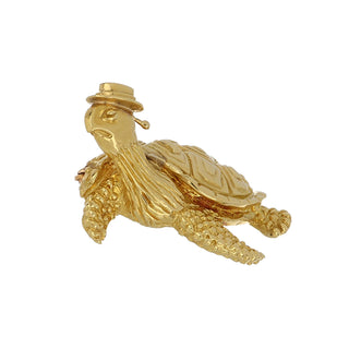 1990s Tiffany & Co. 18K Top Hat Turtle Pin