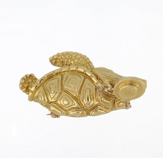 1990s Tiffany & Co. 18K Top Hat Turtle Pin