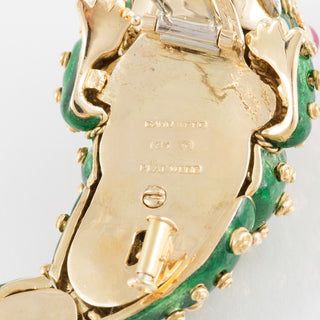 Estate David Webb Enamelled Frog Brooch with Rubies & Diamonds