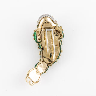 Estate David Webb Enamelled Frog Brooch with Rubies & Diamonds