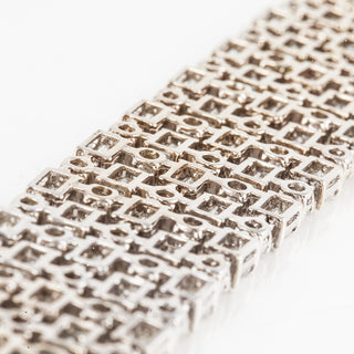 Estate 18K White Gold Diamond Wide Articulated Bracelet