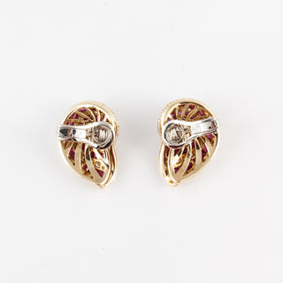 Vintage Tiffany & Co. 18K Gold Ruby and Diamond Nautilus Earrings