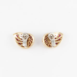 Vintage Tiffany & Co. 18K Gold Ruby and Diamond Nautilus Earrings