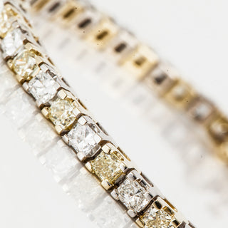 Estate 18K Two-Tone Gold Fancy Yellow & White Diamond Line Bracelet