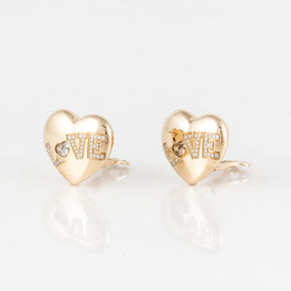 Estate Chopard 18K Gold Diamond Heart Clip Earrings