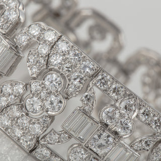 Art Deco Platinum Old European-Cut Diamond Articulated Link Bracelet