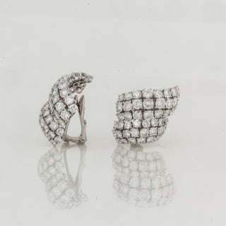 Estate David Webb Platinum Cabochon Emerald & Diamond Drop Earrings