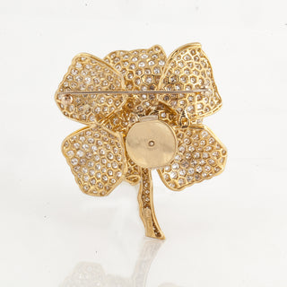 Vintage Tallarico 18K Gold Diamond Flower Brooch with Removable Pearl