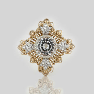 Estate David Webb 18K Gold 85ct Topaz Brooch with Diamonds