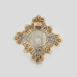 Estate David Webb 18K Gold 85ct Topaz Brooch with Diamonds