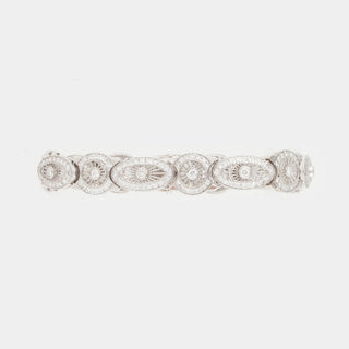 1940s Retro 14K White Gold Openwork Filigree Diamond Bracelet