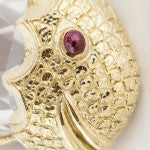 Estate David Webb 18K Gold Rock Crystal Fish Brooch