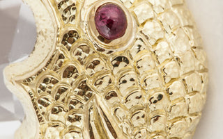 Estate David Webb 18K Gold Rock Crystal Fish Brooch