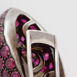 Estate Piranesi Blackened 18K Gold Ruby Snake Brooch