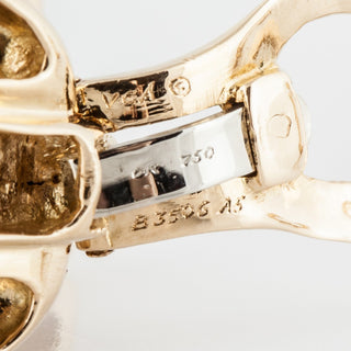 Estate Van Cleef & Arpels 18K Gold Braided Diamond Hoop Earrings