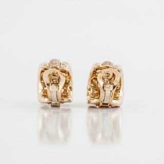 Estate Van Cleef & Arpels 18K Gold Braided Diamond Hoop Earrings