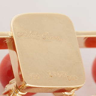 Estate Aletto Brothers 18K Gold Coral Link Bracelet with Diamonds