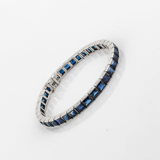 Art Deco Black Star & Frost Platinum Sapphire Line Bracelet