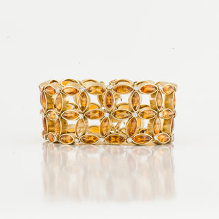 Estate Garavelli 18K Gold Marquise Citrine Articulated Bracelet with Diamonds