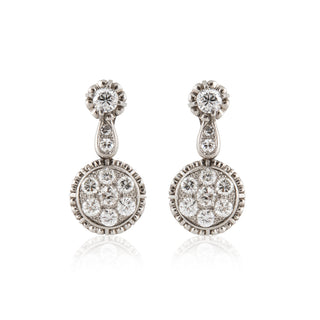 Estate Platinum Diamond Drop Earrings