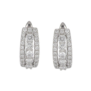 Estate 18K White Gold Diamond Hoop Earrings