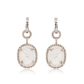 Estate Mazza 14K White Gold Venetian Glass Earrings