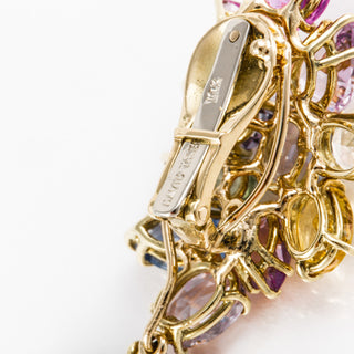 Estate David Webb 18K Gold Fancy Color Sapphire Day/Night Drop Earrings