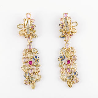 Estate David Webb 18K Gold Fancy Color Sapphire Day/Night Drop Earrings