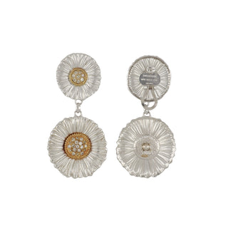 Buccellati Two-Tone Daisy Blossom Pendant Earrings with Diamonds