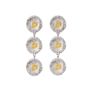 Buccellati Sterling Silver Triple Daisy Pendant Earrings