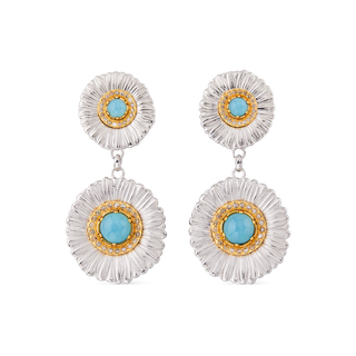 Buccellati Sterling Silver Daisy Pendant Earrings in Blue Agate